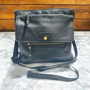 MARCO AVANE Italy Genuine Soft Leather Bag Shoulder Crossbody Purse Tote Black